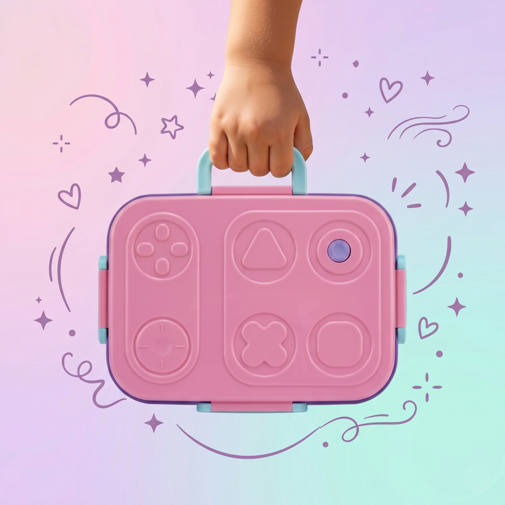 Pink & Purple "Retro Gamer" 750ml Premium Kids Bento Box