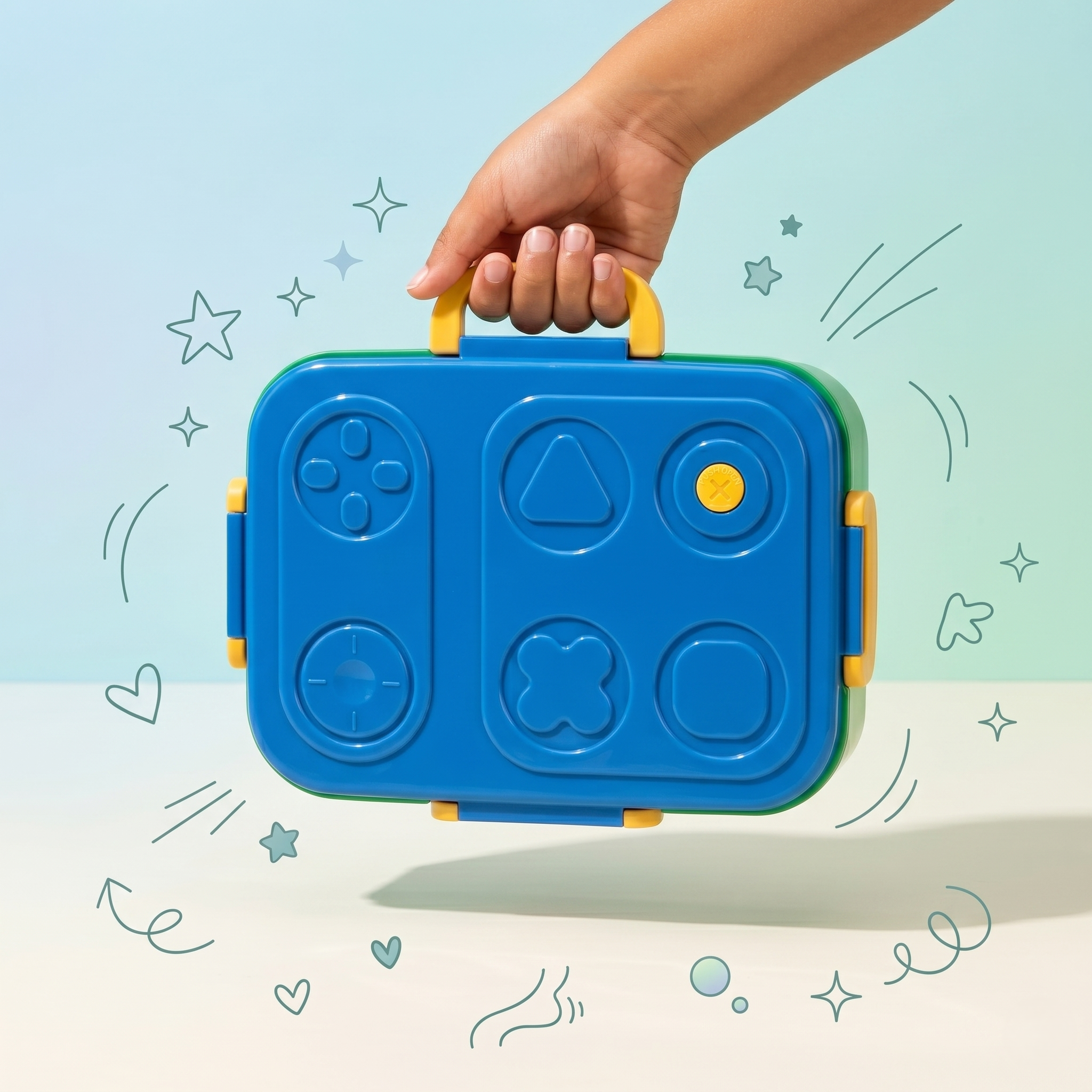 Blue & Green "Retro Gamer" 750ml Premium Kids Bento Box