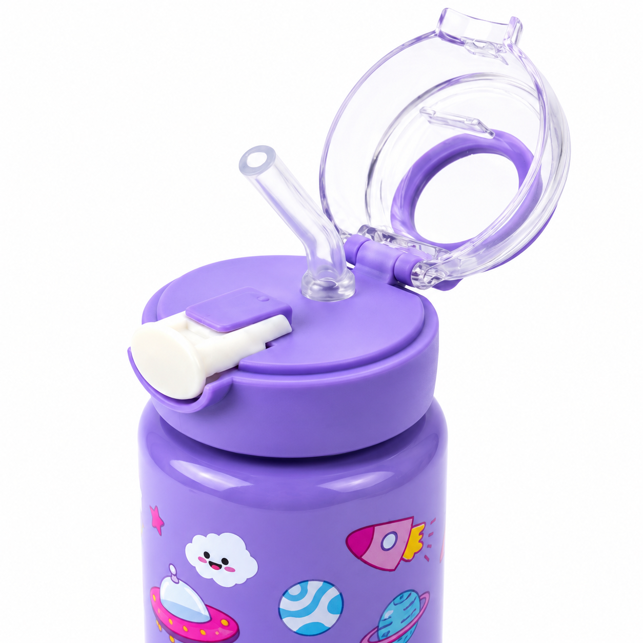 Galaxy Purple Space Astronaut 900ml Kids Sipper Bottle