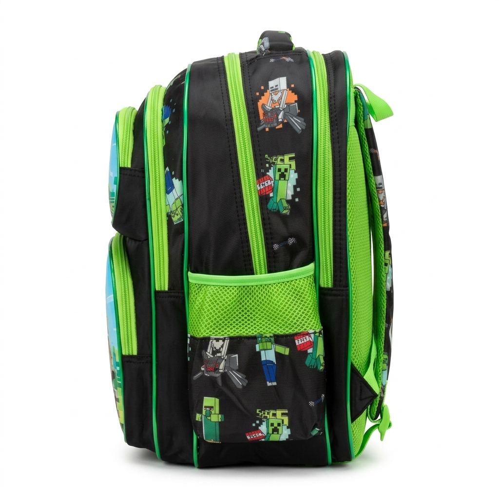 16" Minecraft 3D Large School Backpack | Ergonomic Multi-Pocket Gaming Bag for Kids