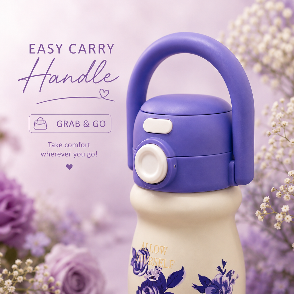 500ml Flower Insulated Steel Bottle – Lavender