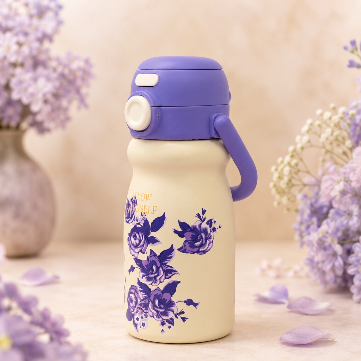 500ml Flower Insulated Steel Bottle – Lavender