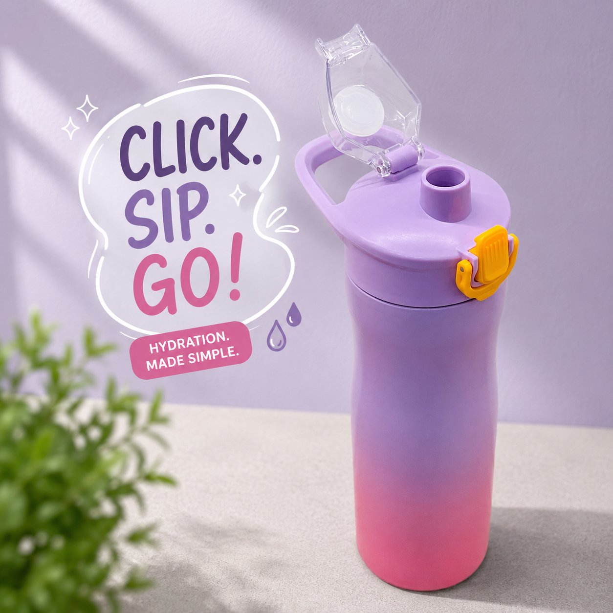 800ml Stainless Steel Sports Bottle – Lavender Pink