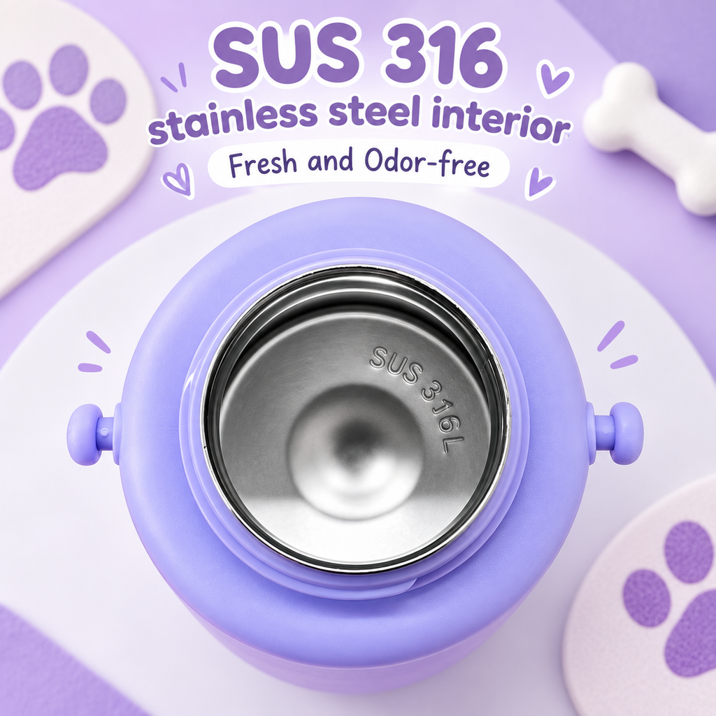 500ml Lavender Puppy Insulated Bottle