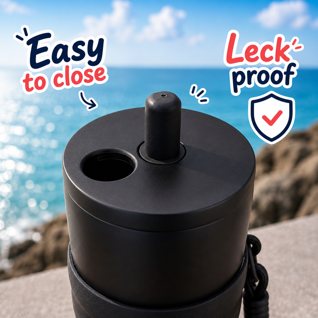710ml Insulated Steel Sipper – Charcoal Black