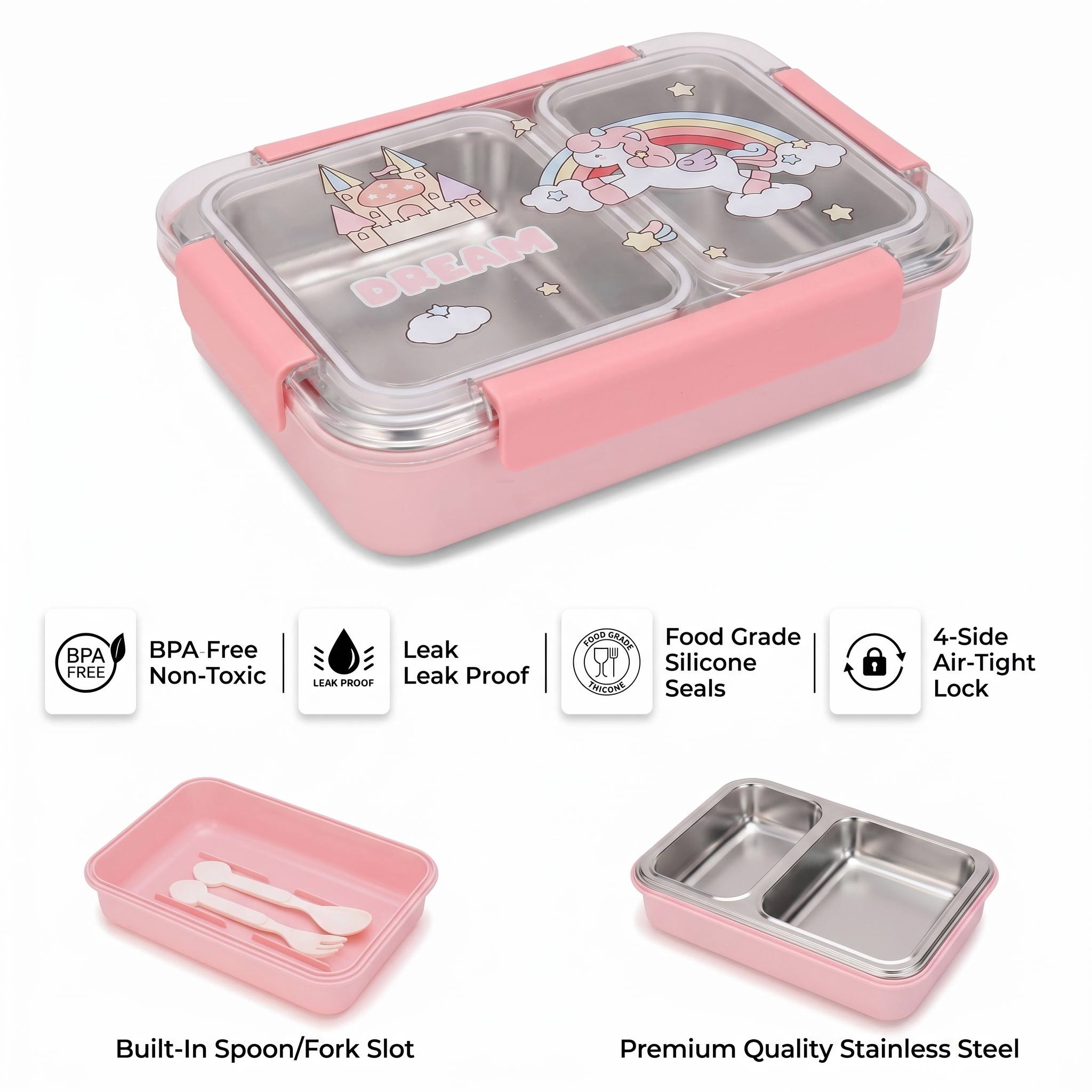 "Unicorn Dream" 750ml PU Insulated Dual-Container Kids Lunchbox