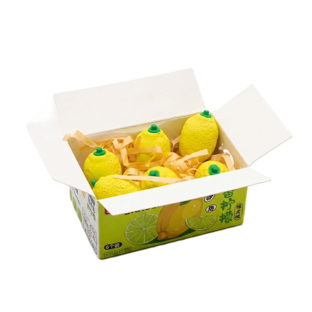 Lemon Fruit Eraser Set | 6pcs Mini Specialty Eraser Box