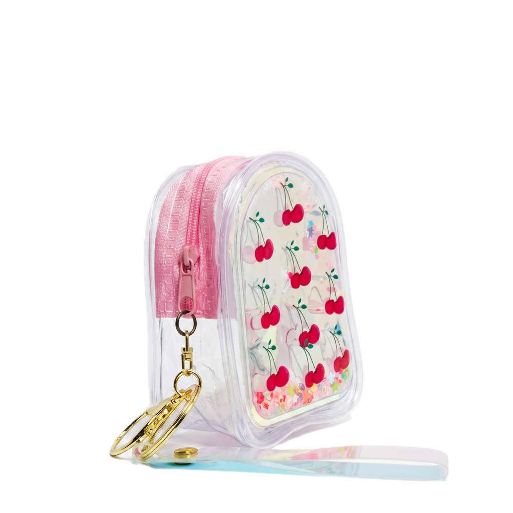 Holographic "Cherry Garden" Shimmer Coin Pouch | Backpack Style