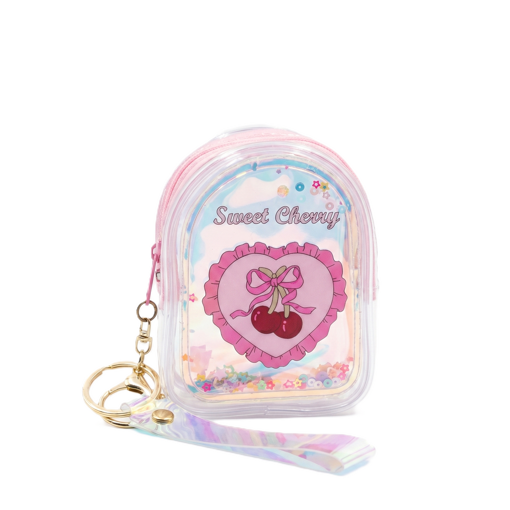 Holographic "Heart Bow" Sweet Cherry Pouch | Backpack Style