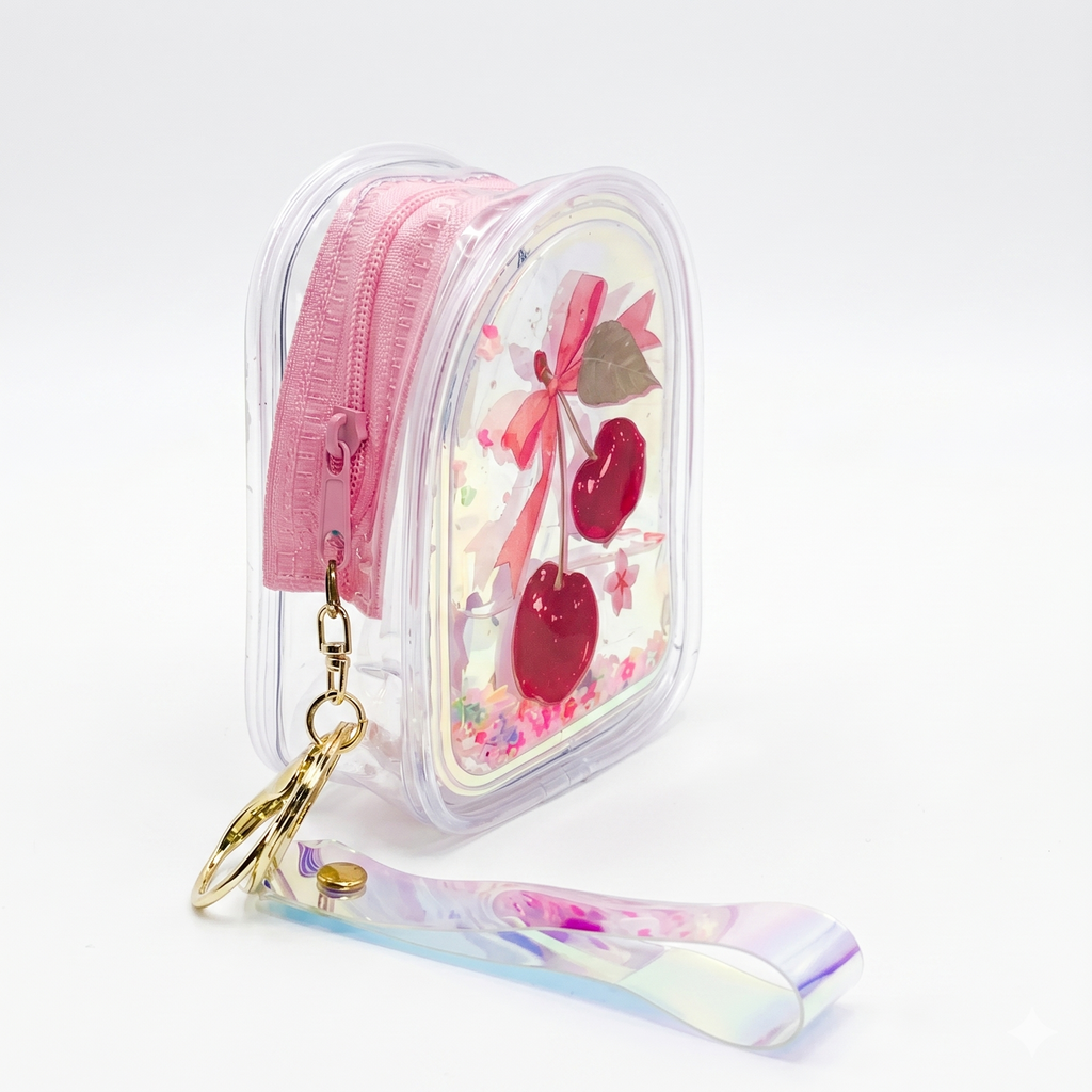 Holographic "Glitter Bow" Cherry Pouch | Backpack Style