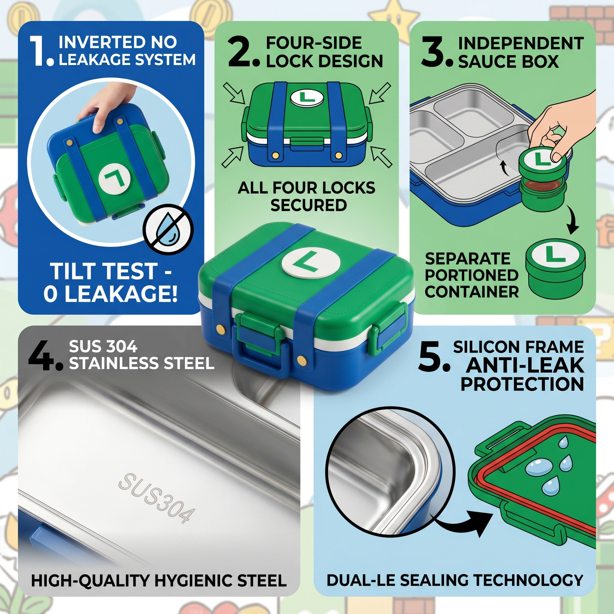 "Luigi Edition" 750ml Premium SUS 304 Stainless Steel Bento Box