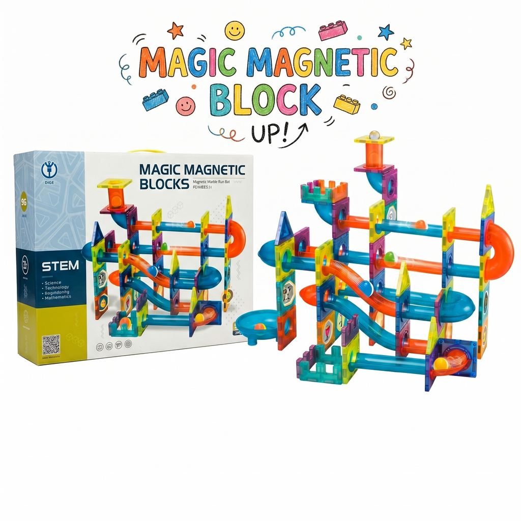 Magic Magnetic Blocks | 96-Piece 3D STEAM Marble Run & Building Set