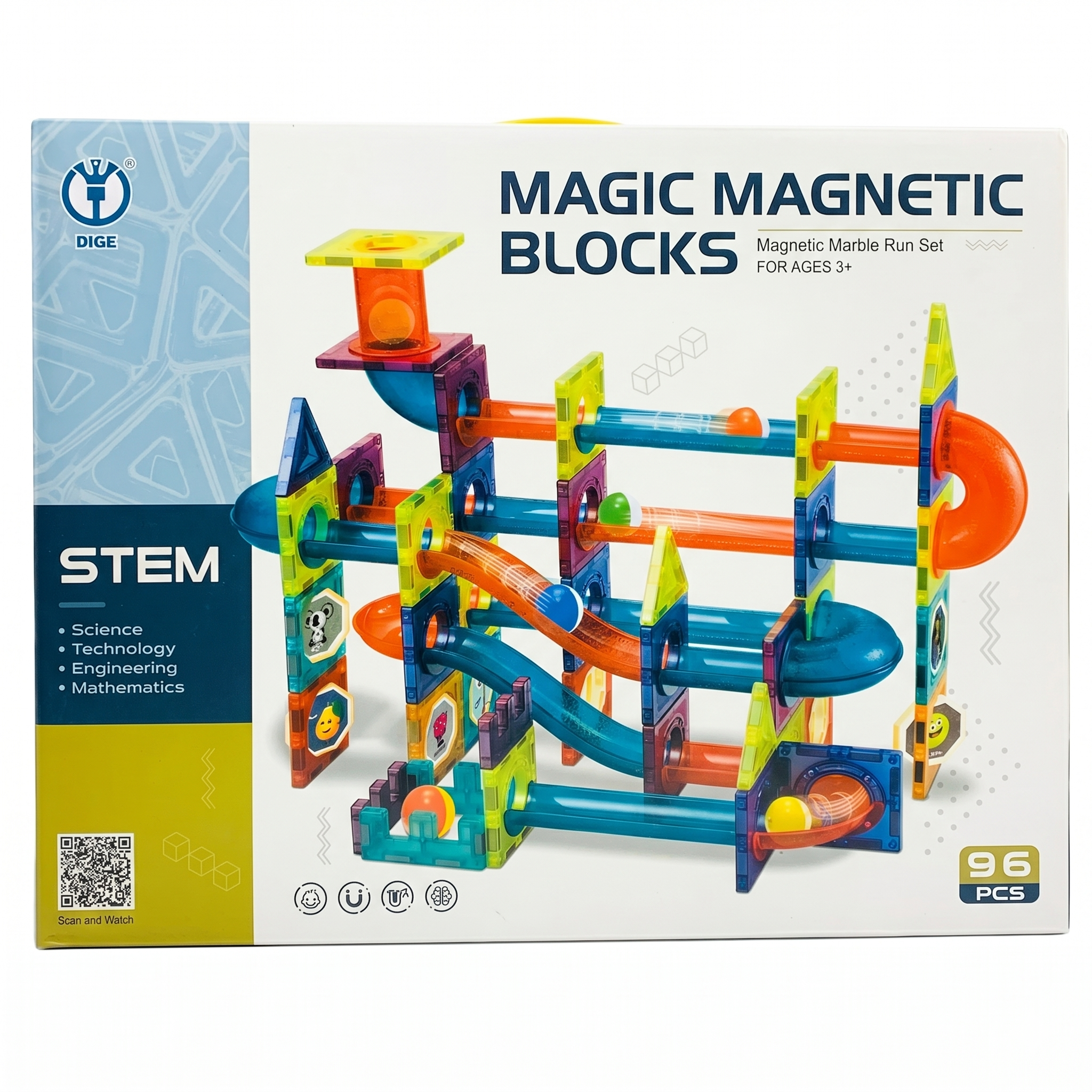 Magic Magnetic Blocks | 96-Piece 3D STEAM Marble Run & Building Set