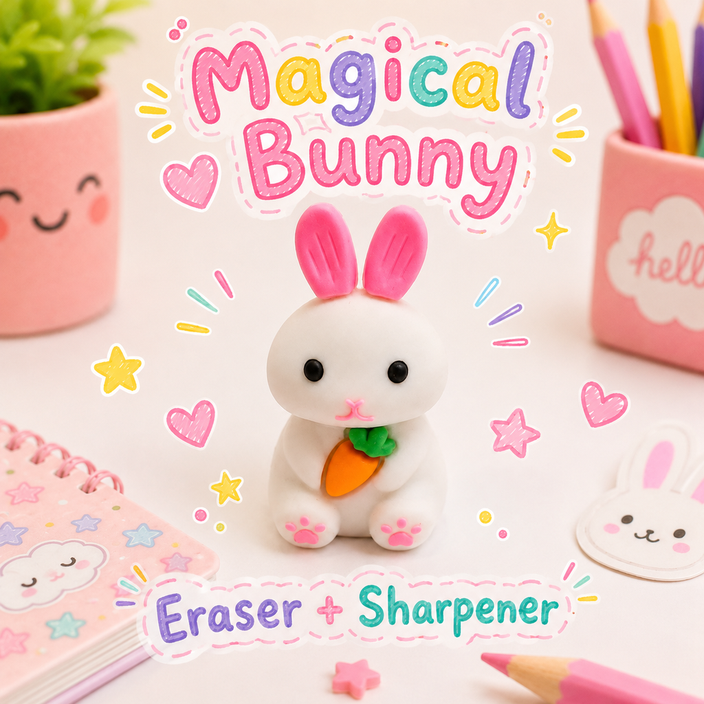 Magical Bunny White 2-in-1 Eraser & Pencil Sharpener