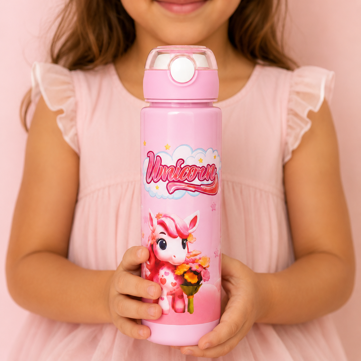 Magical Unicorn Bubblegum Pink 900ml Kids Water Bottle