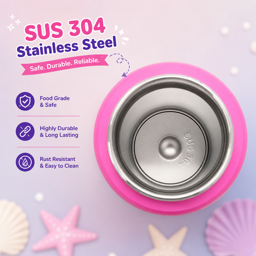 600ml Magical Unicorn Stainless Steel Insulated Bottle for Kids – Pink