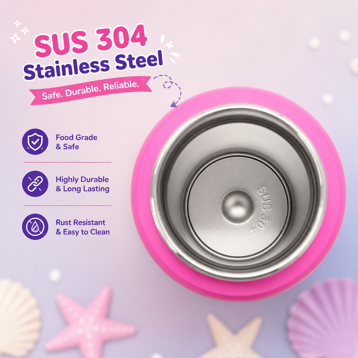 600ml Magical Unicorn Stainless Steel Insulated Bottle for Kids – Pink