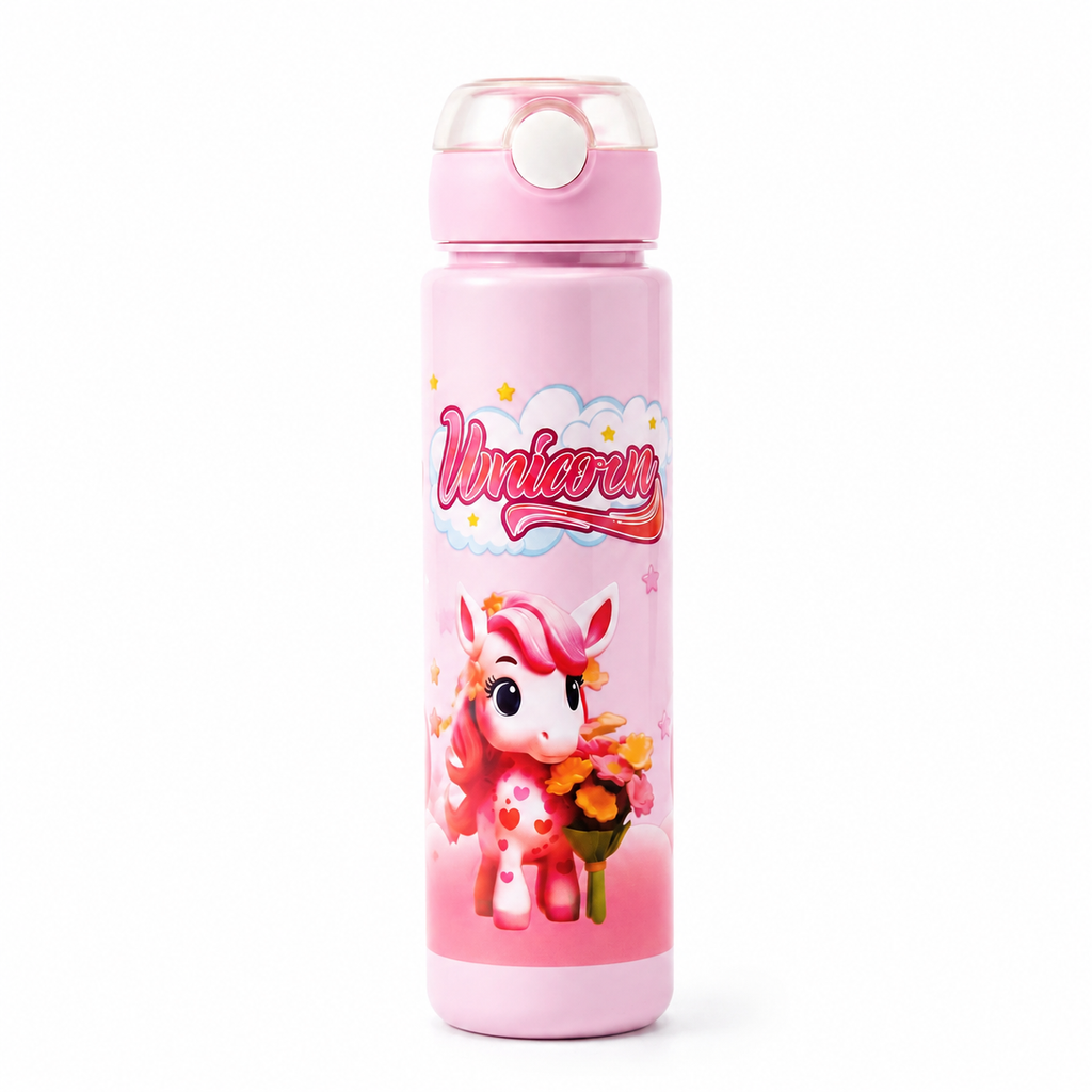 Magical Unicorn Bubblegum 900ml Kids Water Bottle with Straw