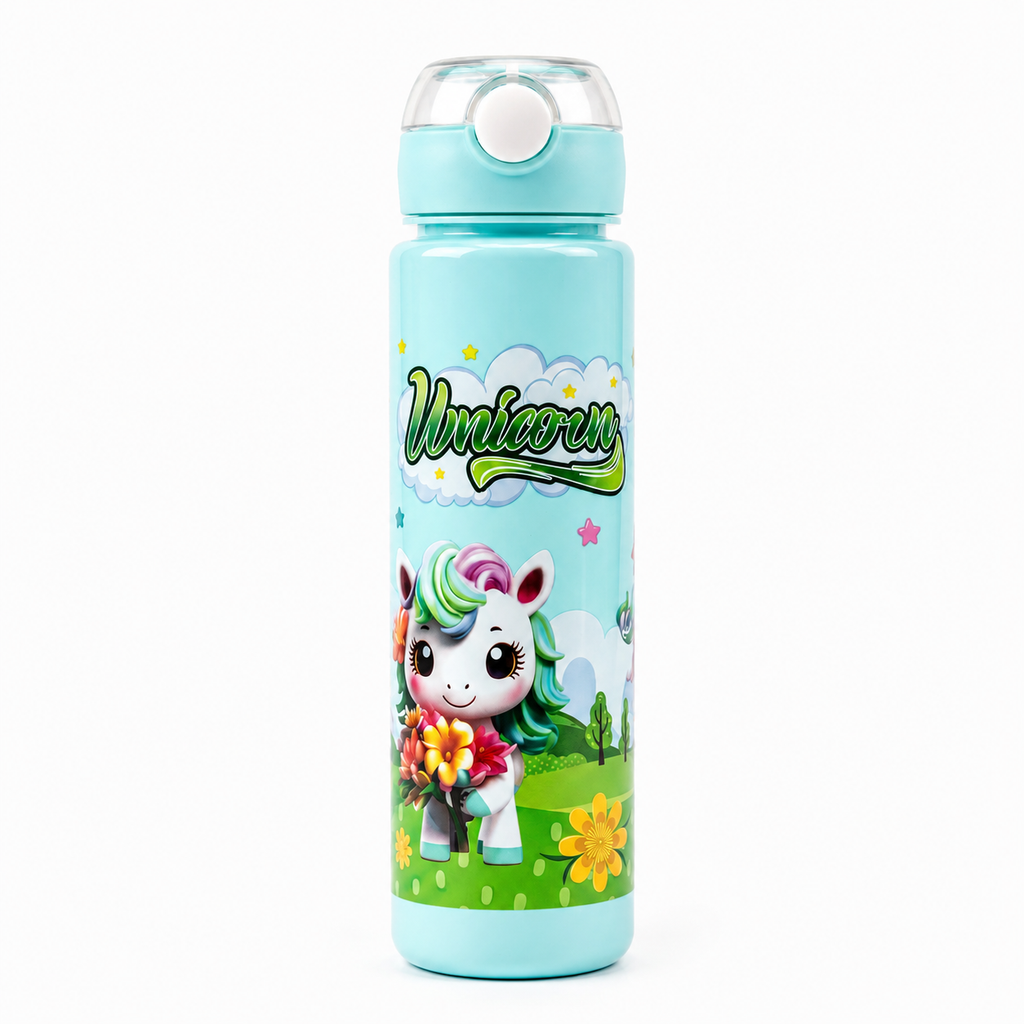 Magical Unicorn Bubblegum 900ml Kids Water Bottle with Straw