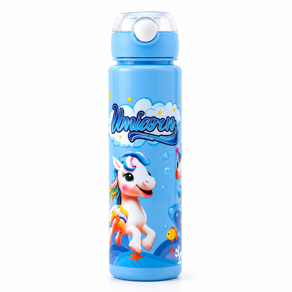 Magical Unicorn Bubblegum 900ml Kids Water Bottle with Straw