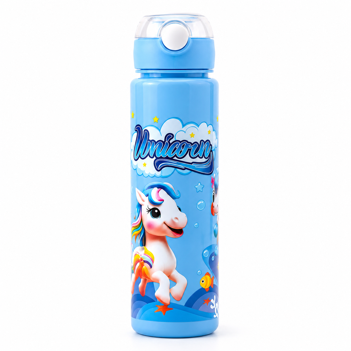 Magical Unicorn Bubblegum 900ml Kids Water Bottle with Straw