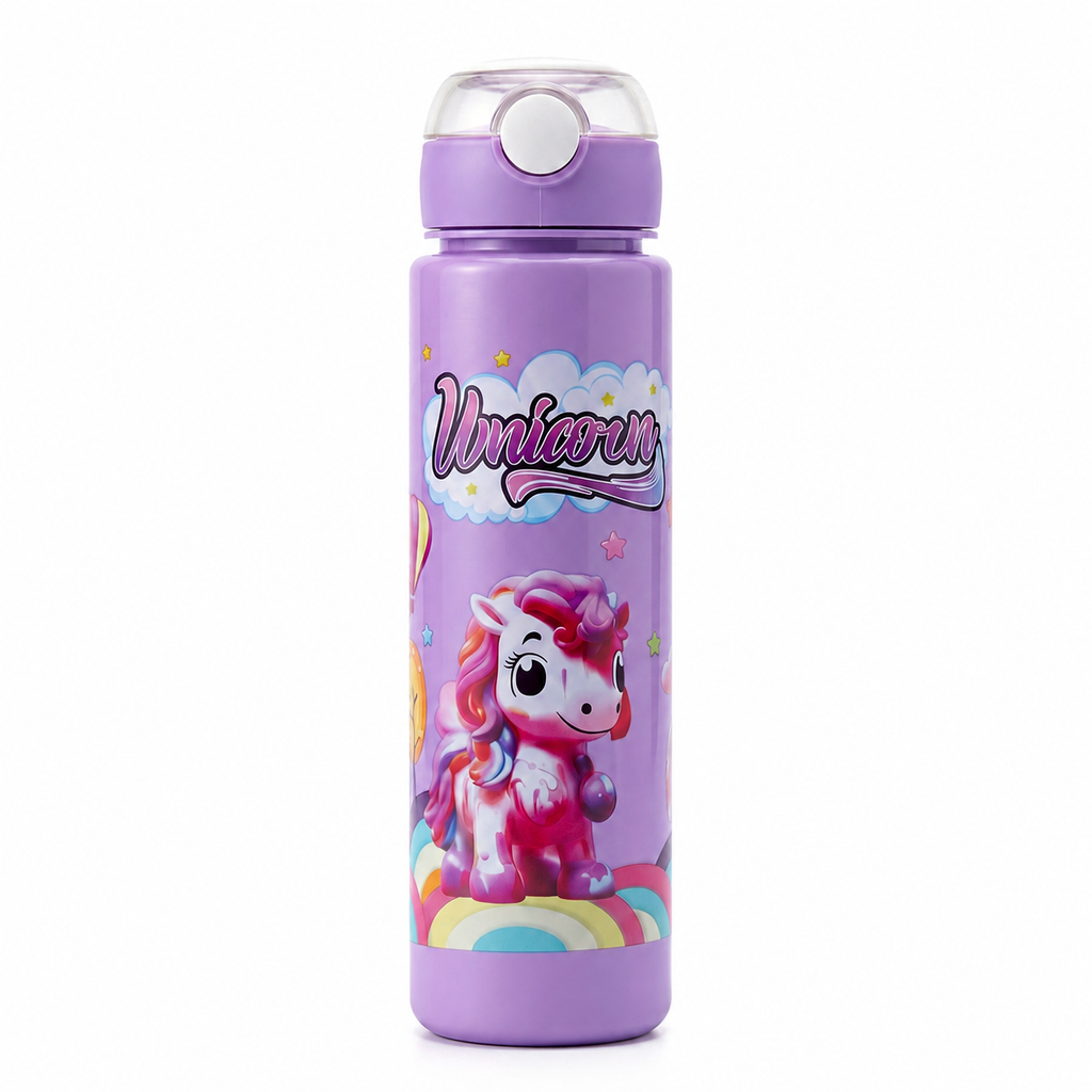 Magical Unicorn Bubblegum 900ml Kids Water Bottle with Straw