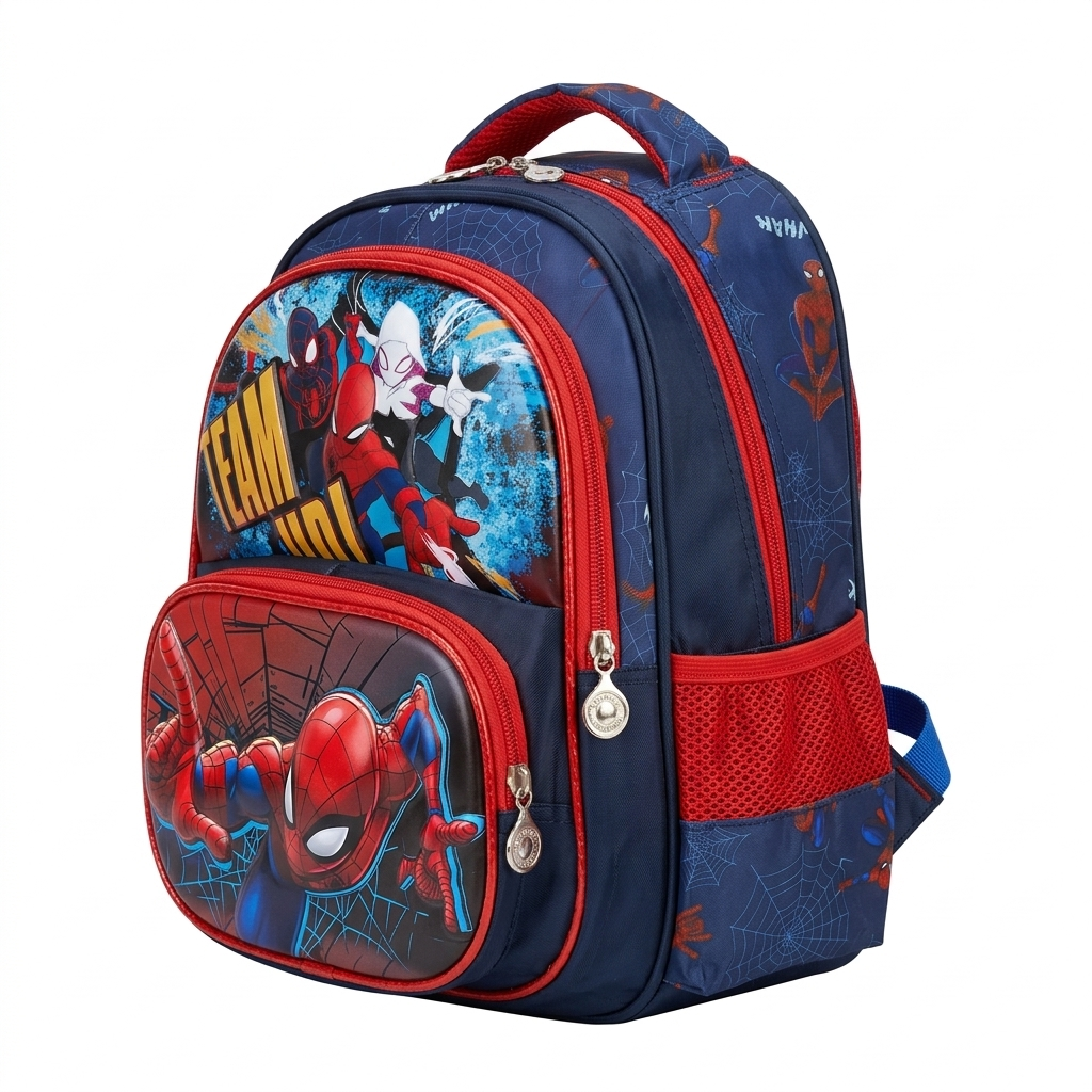 13" Spider-Man 3-Compartment Junior Backpack | Ergonomic Marvel Avengers School Bag for Kids