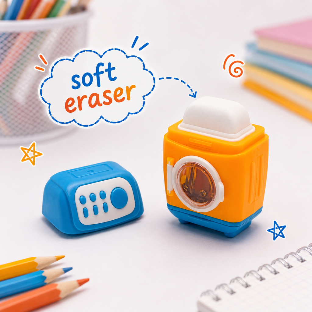 Washing Machine Orange 2-in-1 Eraser & Sharpener
