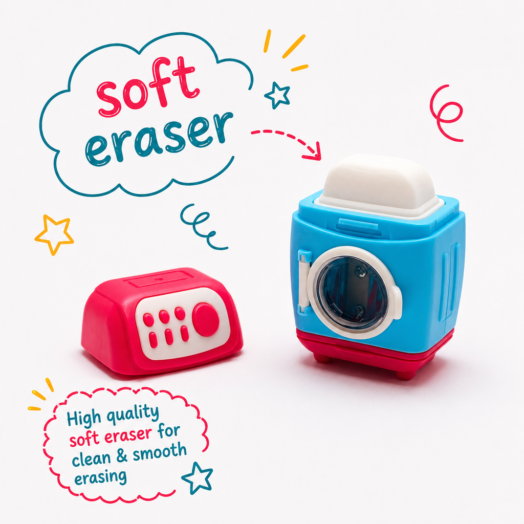 Washing Machine Pink 2-in-1 Eraser & Sharpener