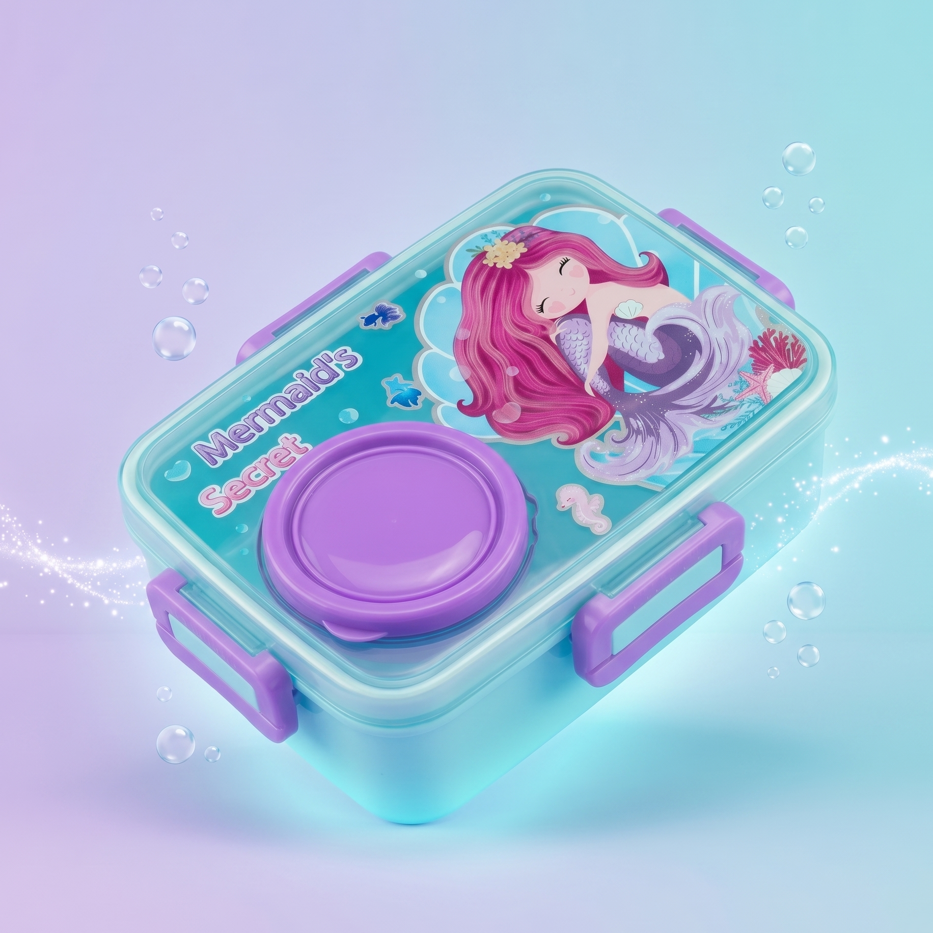 "Mermaid Secret" 800ml Spill-Proof 2-Compartment Lunch Box
