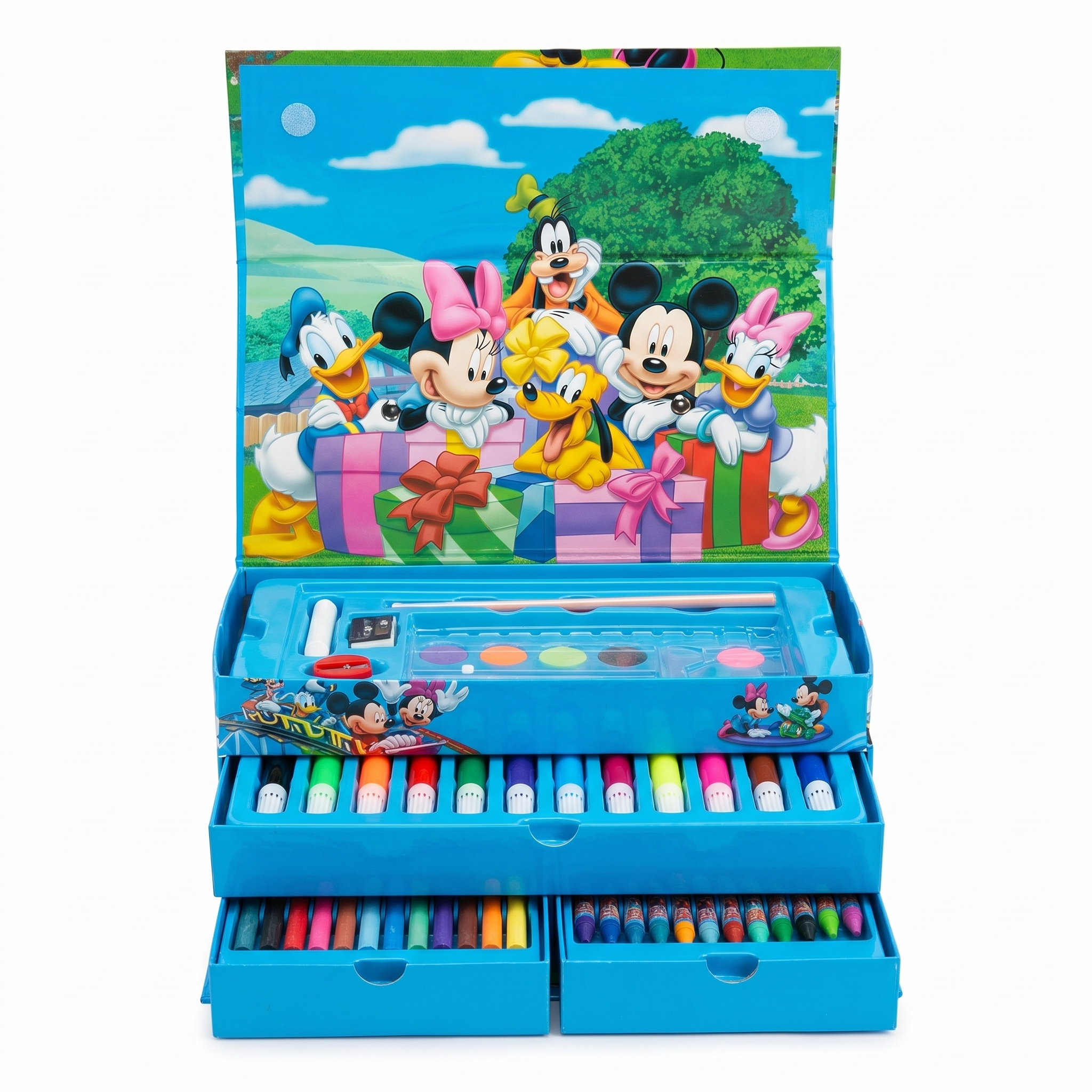 Mickey & Friends 54pc Art Chest | Kids Multi-Tier Stationery Set