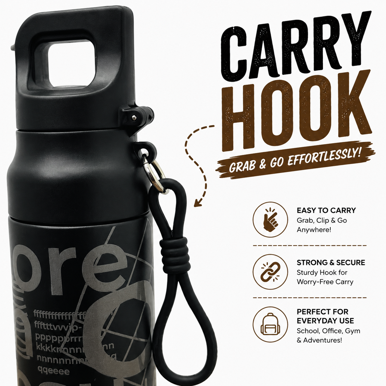 Midnight Black 620ml 2-in-1 Insulated Bottle