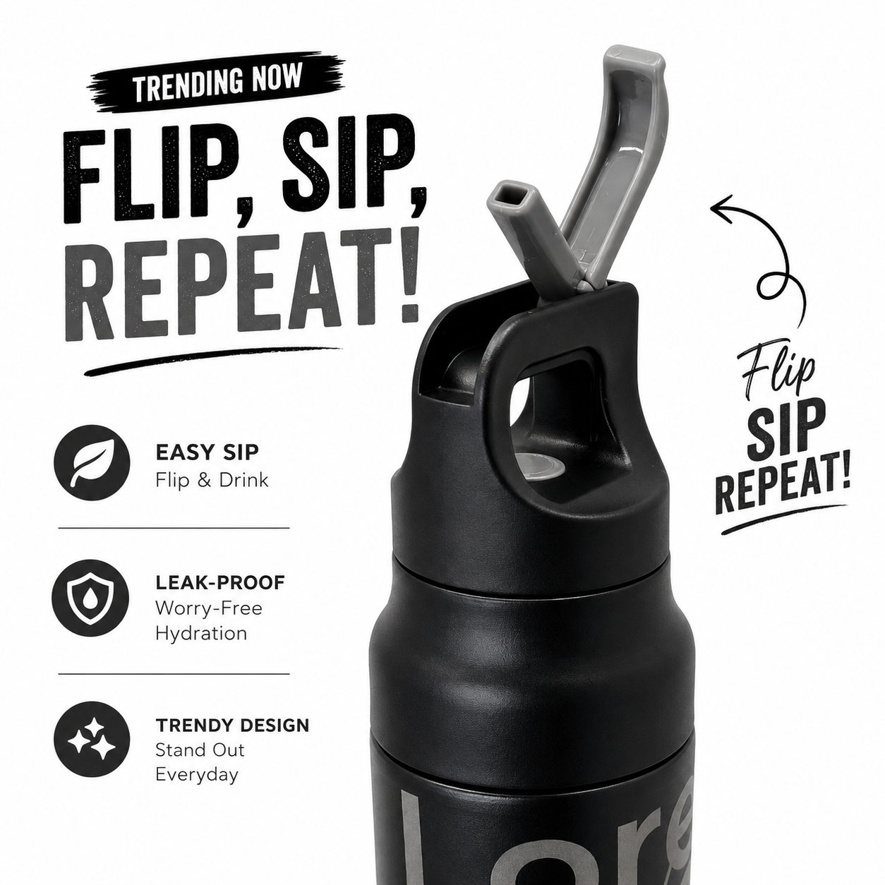 Midnight Black 620ml 2-in-1 Insulated Bottle