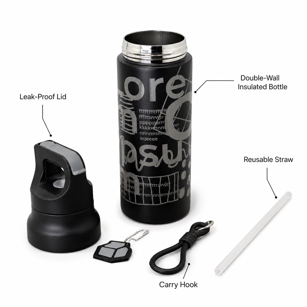 Midnight Black 620ml 2-in-1 Insulated Bottle