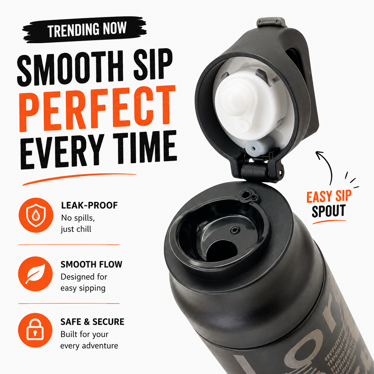 Midnight Black 620ml 2-in-1 Insulated Bottle