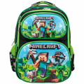 16" Minecraft 3D Large School Backpack | Ergonomic Multi-Pocket Gaming Bag for Kids