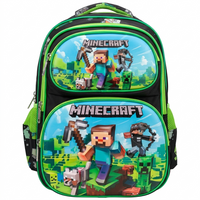 16" Minecraft 3D Large School Backpack | Ergonomic Multi-Pocket Gaming Bag for Kids