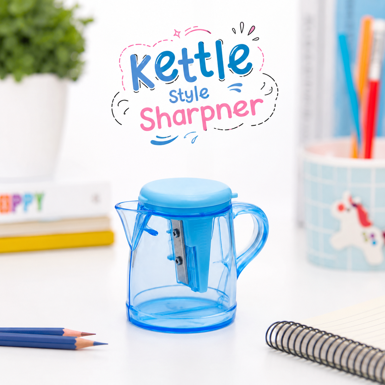 Ocean Blue 2-Port Kettle Shape Pencil Sharpener