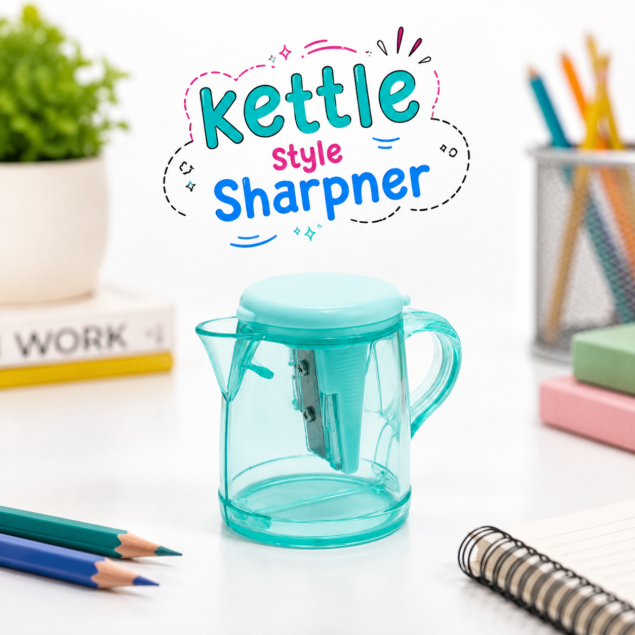 Mint Sky 2-Port Kettle Shape Pencil Sharpener