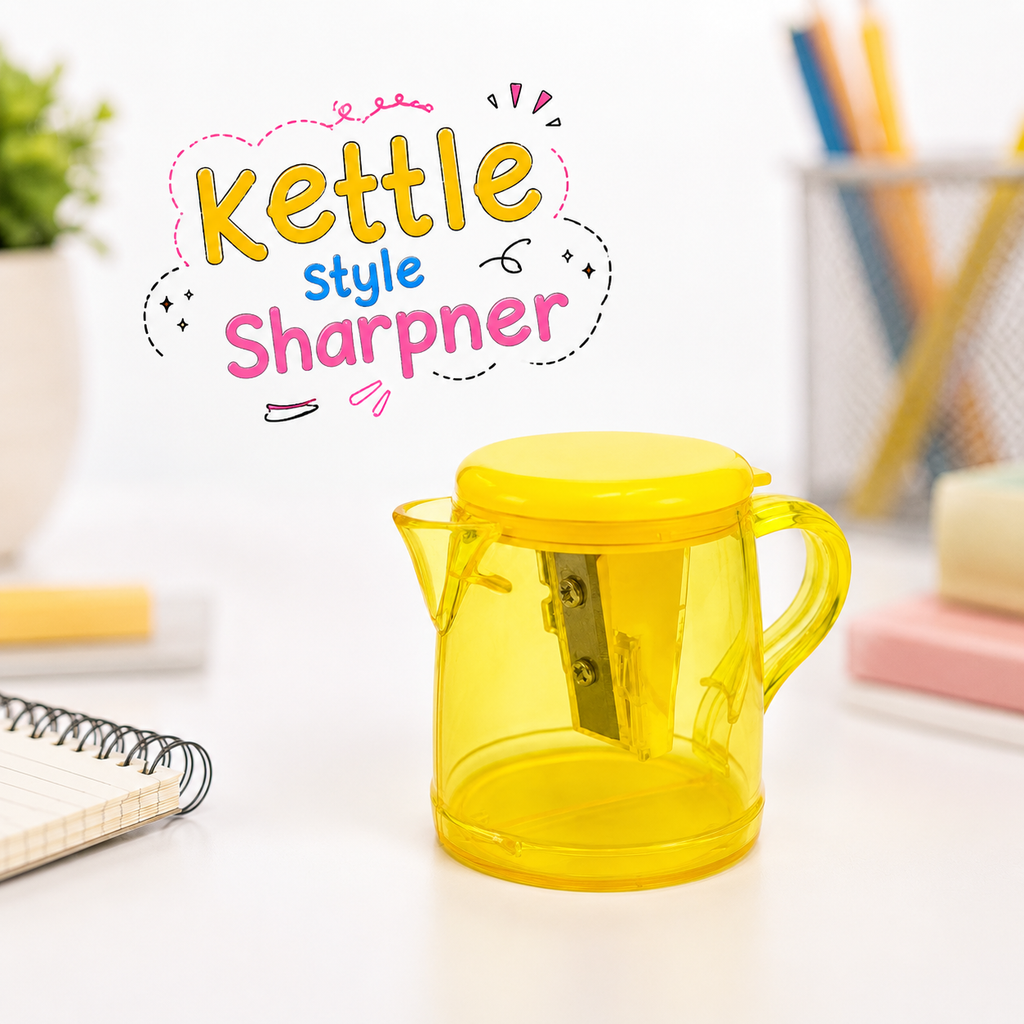 Lemon Yellow 2-Port Kettle Shape Pencil Sharpener