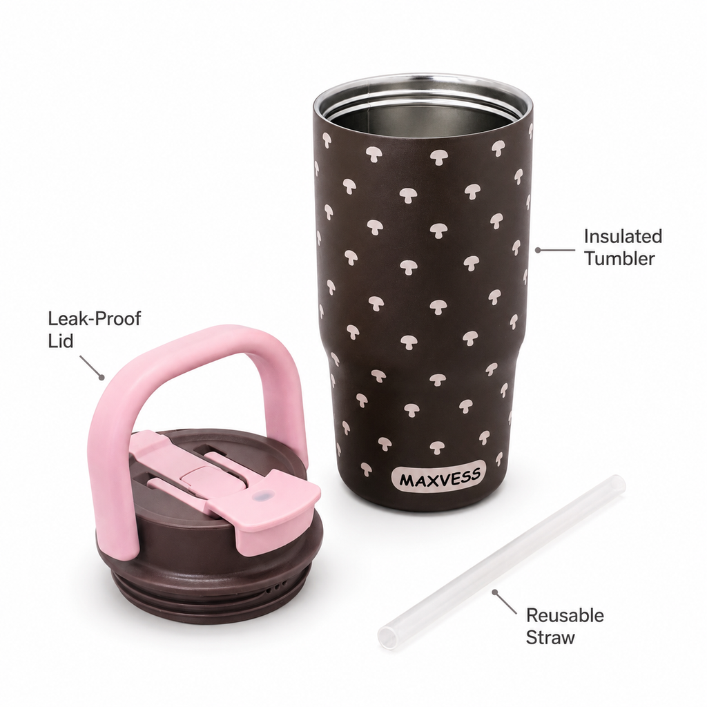 600ml Mocha Mushroom 2-in-1 Insulated Tumbler