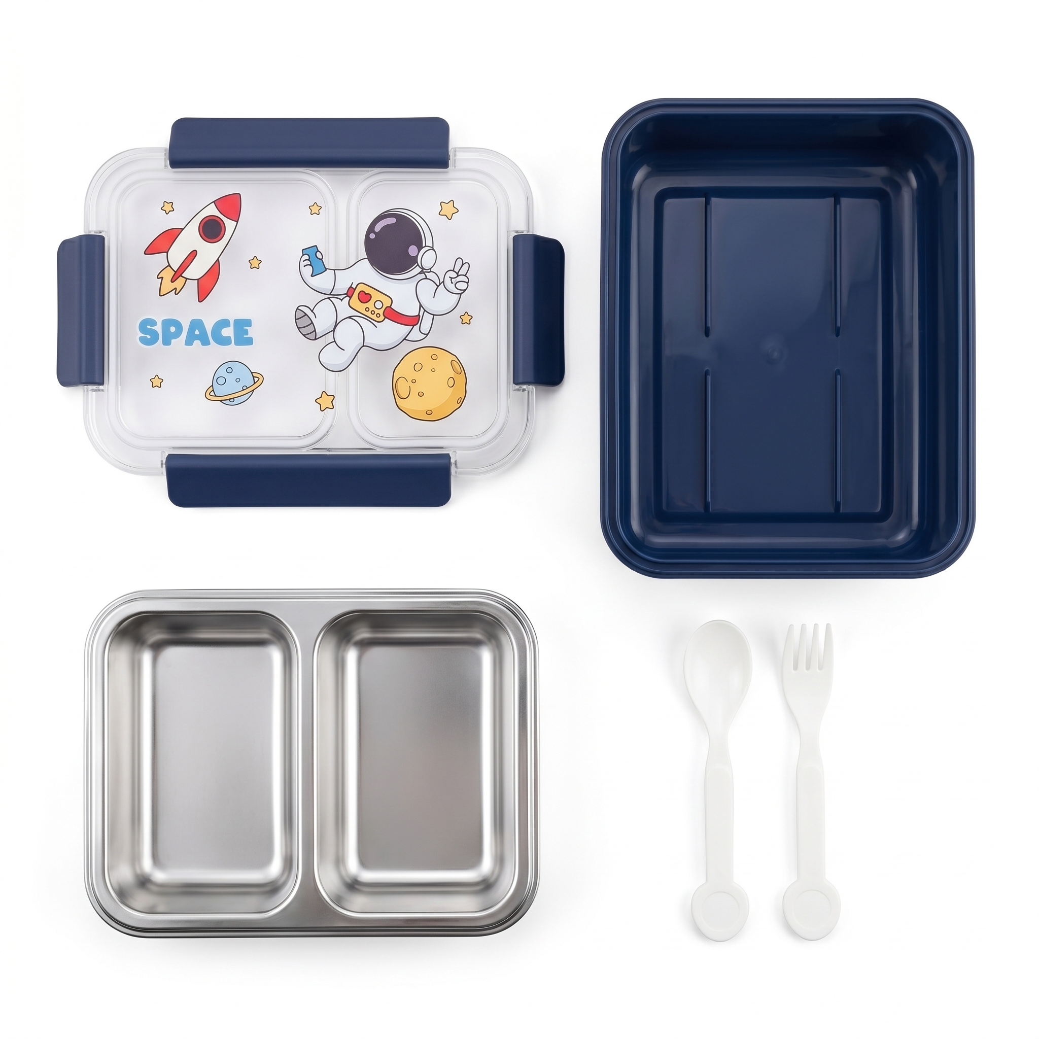 "Space Odyssey" 750ml PU Insulated Dual-Container Kids Lunchbox