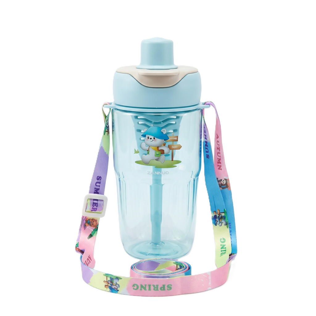 Autumn Garden Bear 2-in-1 Kids Water Bottle with Strap