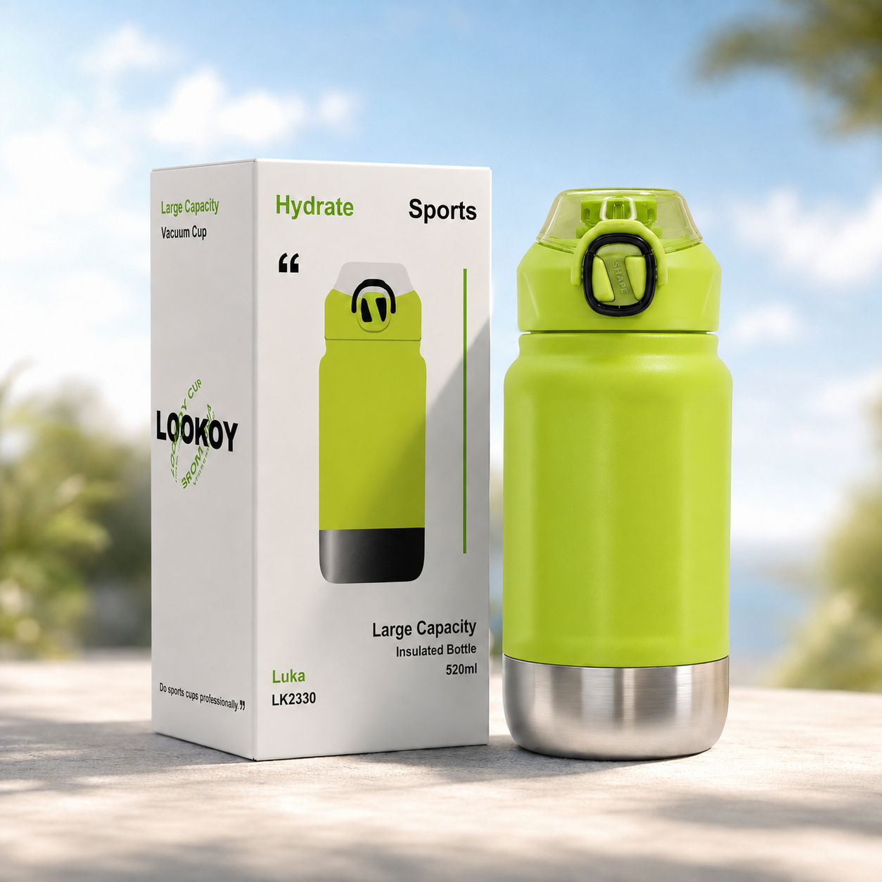 520ml stainless steel insulated water bottle - Neon Green