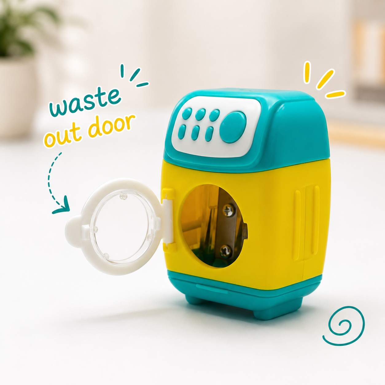 Washing Machine Teal 2-in-1 Eraser & Sharpener