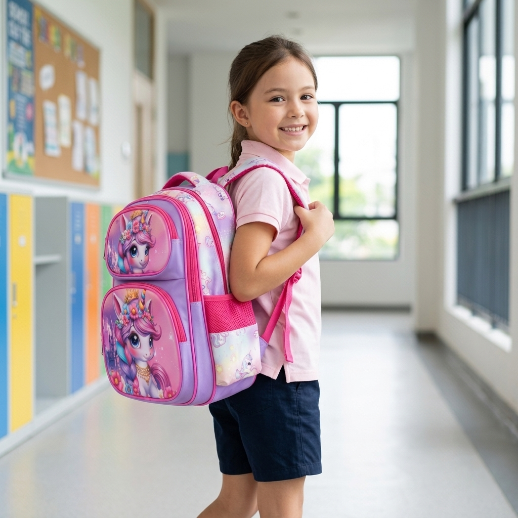 16" Magical Princess Unicorn Large School Backpack | Ergonomic Multi-Pocket Bag for Girls