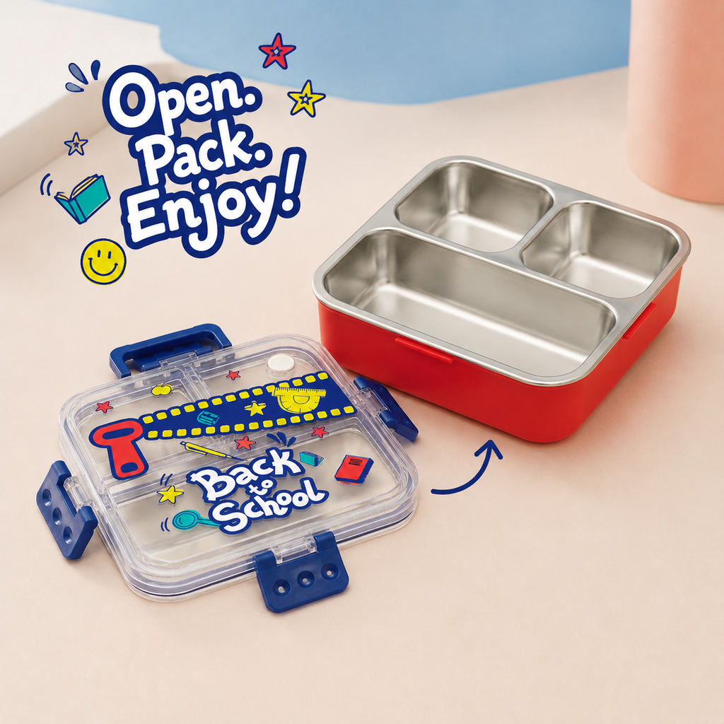 Premium 750mL Stainless Steel Kids Bento Box (Back to School)