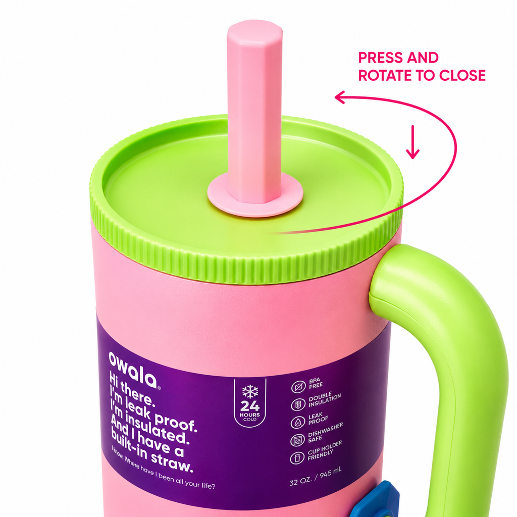Owala 1200ml Tumbler – Blush Pink & Green