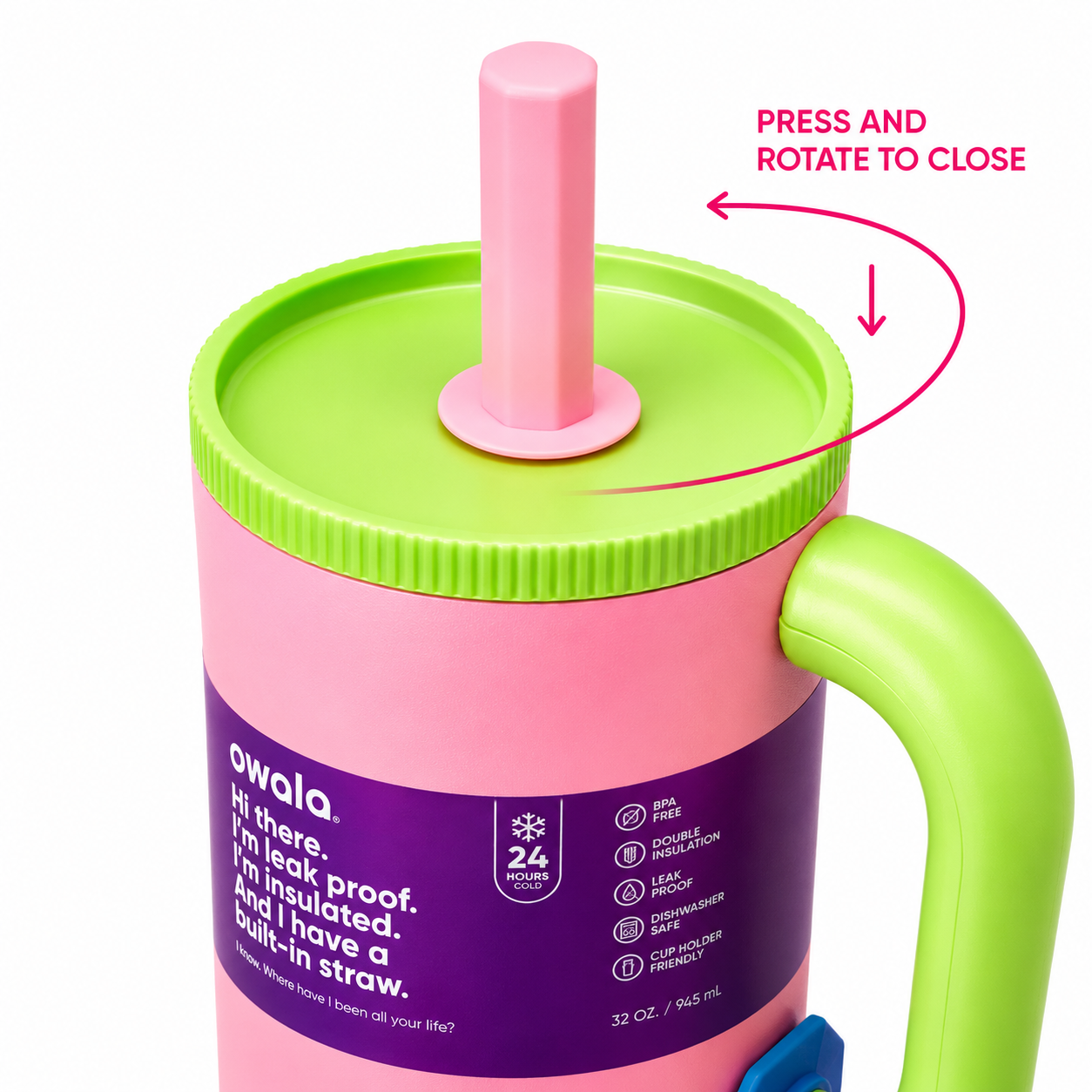 Owala 1200ml Tumbler – Blush Pink & Green