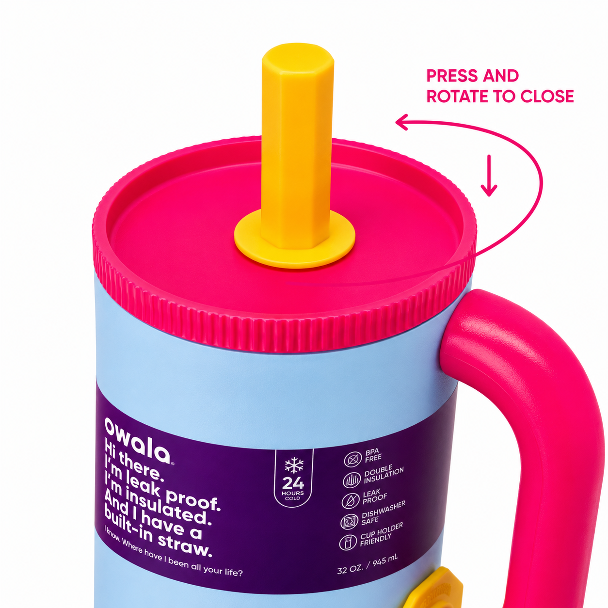 Owala 1200ml Tumbler – Sky Blue & Pink